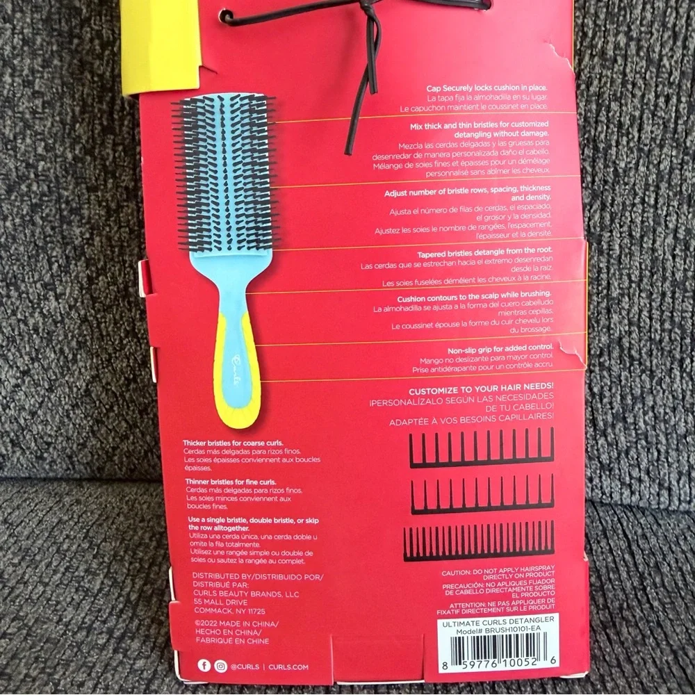 Curls Ultimate Detangler Hair  BrushBlue/Yellow Lightweight All Hairtypes- NWT